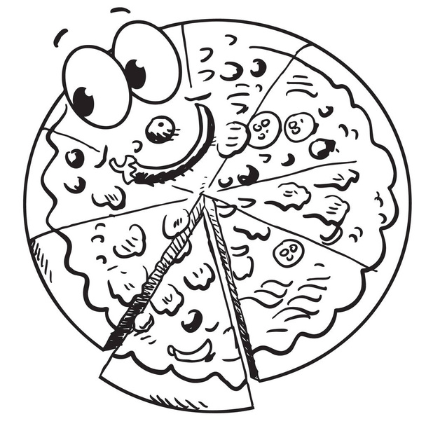 Grappig cartoon pizza karakter. - Vector, afbeelding
