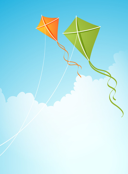 Векторная иллюстрация с двумя воздушными змеями в небе
 - Вектор,изображение