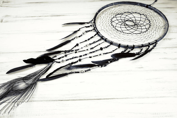Dreamcatcher fából készült művészeti háttér - Fotó, kép