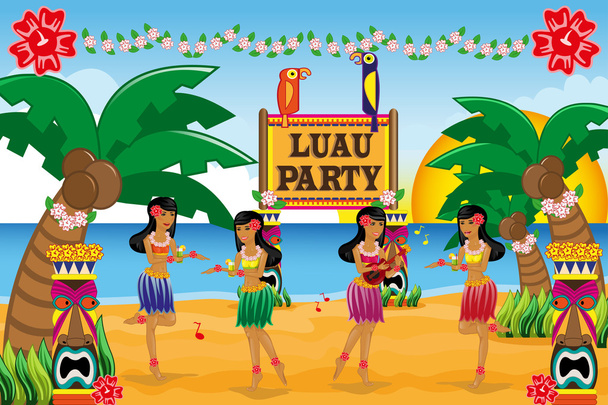Fiesta hawaiana de Luau
 - Vector, imagen