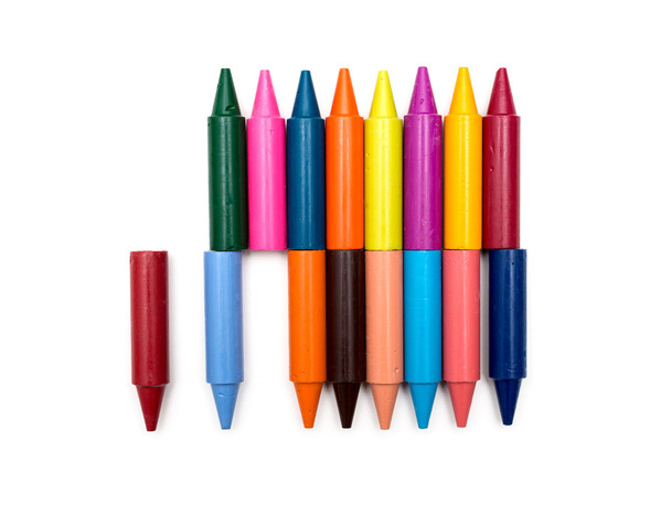 Crayons de cire sur fond blanc
 - Photo, image