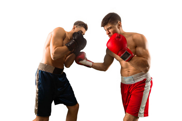 二人の若い男ボクシング. - 写真・画像