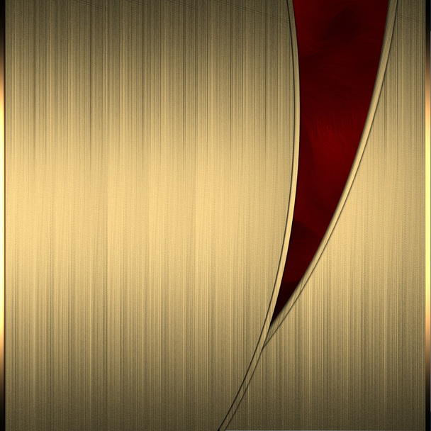 Gold background with a beautiful red cut. Design template - Photo, Image