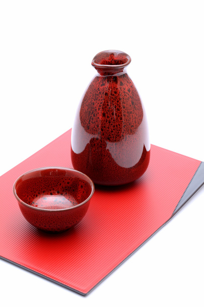 japansk sake-flaskan och cup - 写真・画像