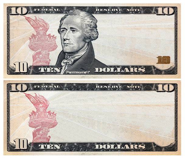 Banknot 10 dolarowy z pustym środkiem - Zdjęcie, obraz
