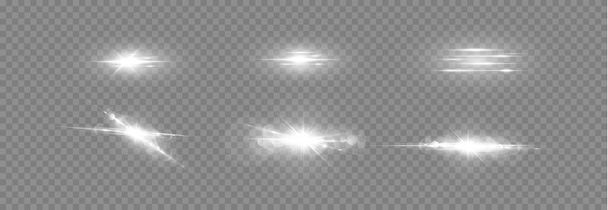 Abstract transparant zonlicht speciale lens flare licht effect.Vector wazig in beweging gloeien schittering. Geïsoleerde transparante achtergrond. Decoratie element. Horizontale sterrenstralen en schijnwerpers. - Vector, afbeelding