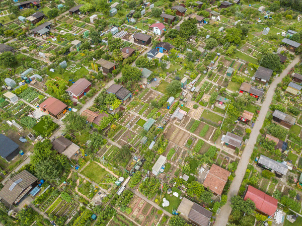 Aerial view of allotments in Switzerland. Concept of urban gardening. - Photo, Image