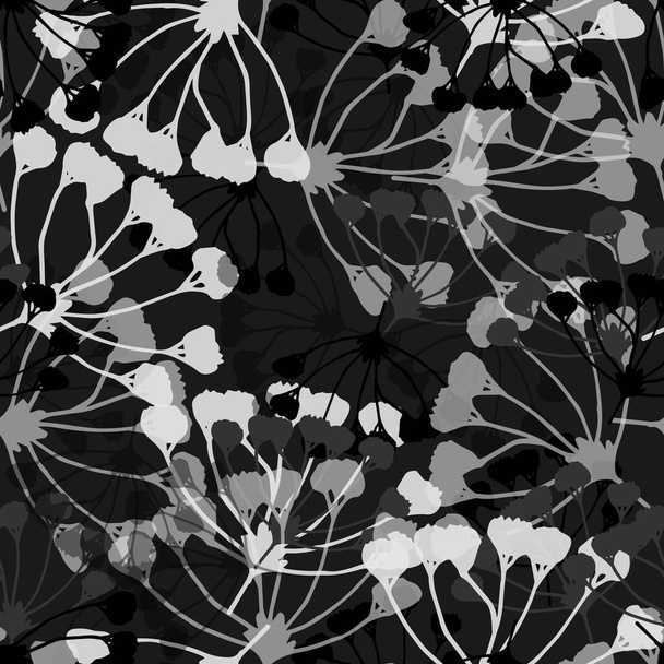 Patrón floral sin costura blanco y negro con flor de primavera dibujar a mano. Vector 10 EPS para su diseño creativo
 - Vector, Imagen