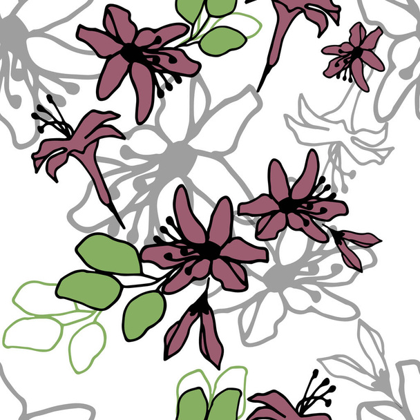 Bunte nahtlose Blumenmuster mit Hand zeichnen Frühlingsblume. Vector 10 EPS für Ihr kreatives Design - Vektor, Bild