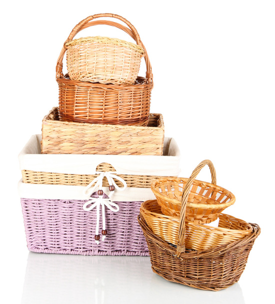 Many different baskets isolated on white - Photo, Image