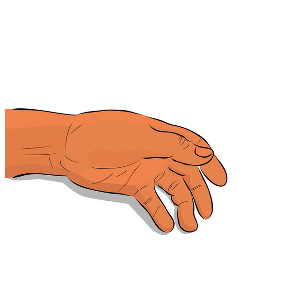 Концептуальный простой векторный эскиз руки, иллюстрация для жертвы преступника, Кровавая рука мёртвого тела, изолированный на белом
 - Вектор,изображение