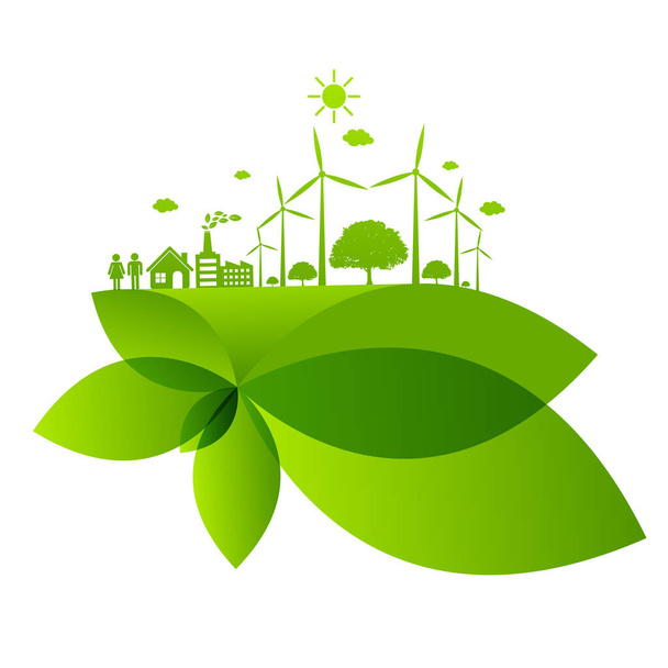 Ecology concept and Environmental ,Banner design elements for sustainable energy development, Vector illustration - Vector, imagen
