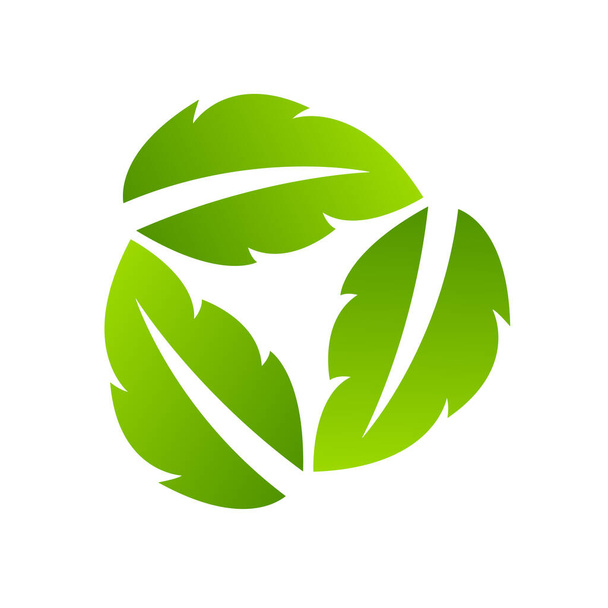 Cycle arrow icon reset with Eco three green leaves - Vektor, obrázek