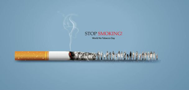 concept of no smoking and World No Tobacco Day with peoples.Paper cut style. - Vector, Image