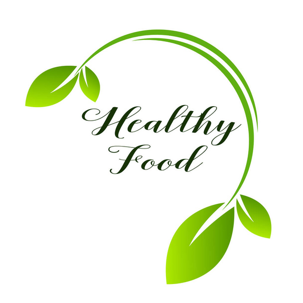 Healthy Food Lettering in Round Frame - Vector, afbeelding