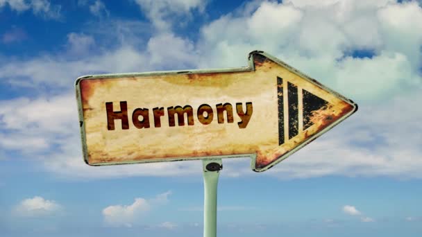 Street Sign the Way to Harmony  - Footage, Video
