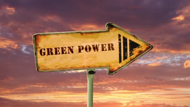 Вуличний знак шляху до зеленої влади - Кадри, відео