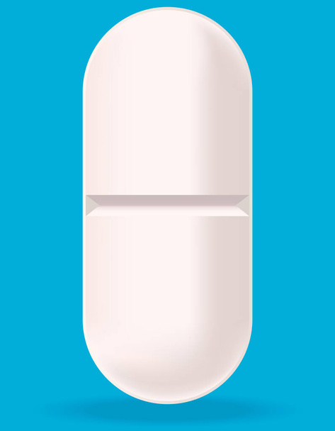 White medical tablet. Pill in realistic style. - Vector, Image
