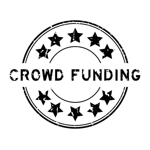 Grunge μαύρο πλήθος λέξη χρηματοδότησης με εικονίδιο αστέρι στρογγυλό καουτσούκ σφραγίδα σφραγίδα σε λευκό φόντο - Διάνυσμα, εικόνα