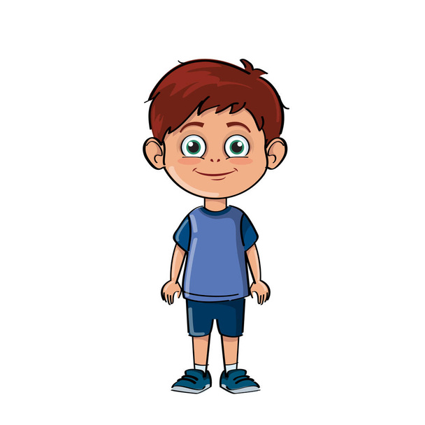 Happy young boy standing, wearing sports outfit - Vector, Image