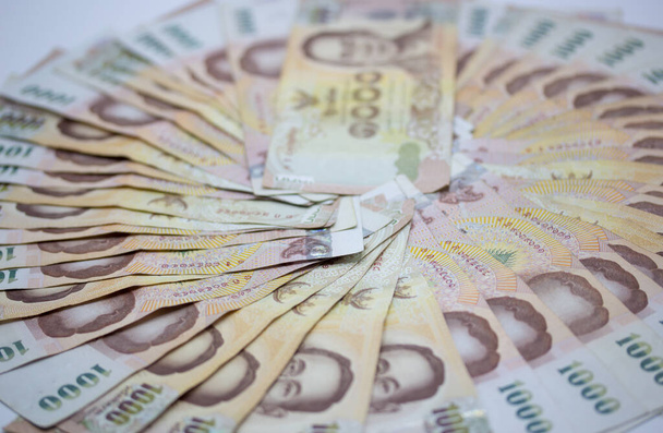 Гроші, тайська валюта 1000 Bath.close up view of cash money Bath, Circle - Фото, зображення