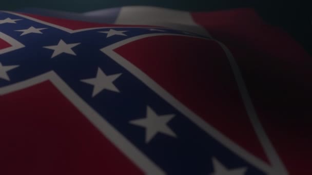 Mississippi Flag integet egy sötét légköri környezetben lassított felvételen. Végtelen hurk. - Felvétel, videó