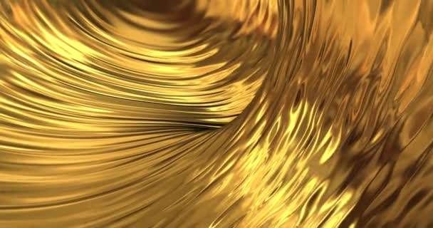 Gouden vloeibare metalen achtergrond. Glamour satijnen textuur 3D rendering loop 4k. Magisch Gelukkig Nieuwjaar animatie. - Video