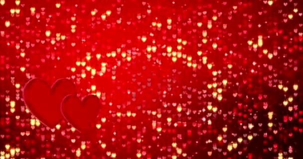 Romantischer Hintergrund mit Herzen und goldenem Konfetti. Glücklicher Valentinstag oder Hochzeit. - Filmmaterial, Video