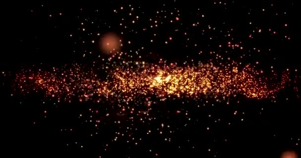 Golden confetti bokeh lichten op de zwarte achtergrond - Video