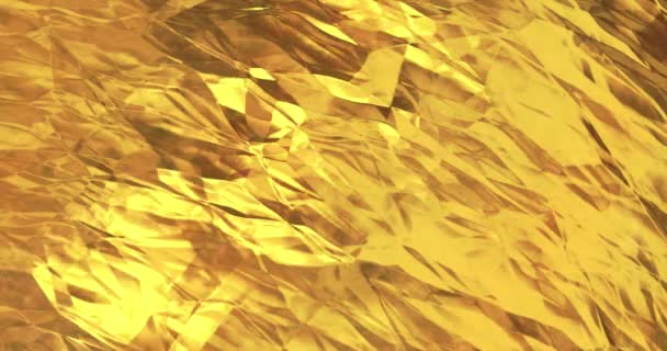 Golden foil background. Gold texture 3D rendering loop 4k - Metraje, vídeo