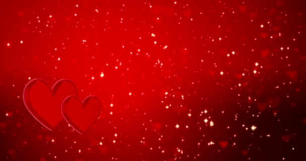 Romantic background with hearts and golden confetti. Happy valentines day or wedding. - Footage, Video