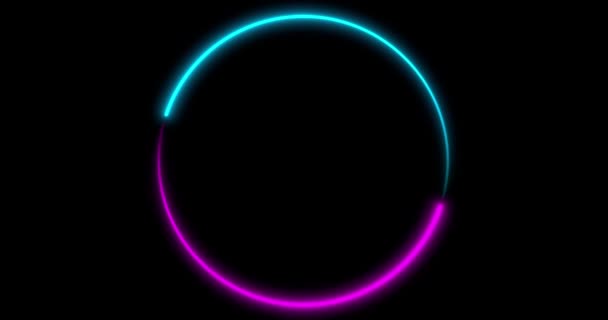 Neon Circle background with LED frame screens. Fluorescent abstract blue, purple color. looped animation 4k. - Footage, Video