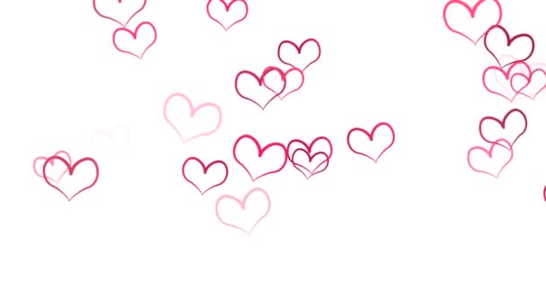 Romantisch patroon met doodle rode harten. Voor St. Valentijnsdag. e-card voor huwelijksuitnodiging. 3D rendering loopable animatie 4k. - Video