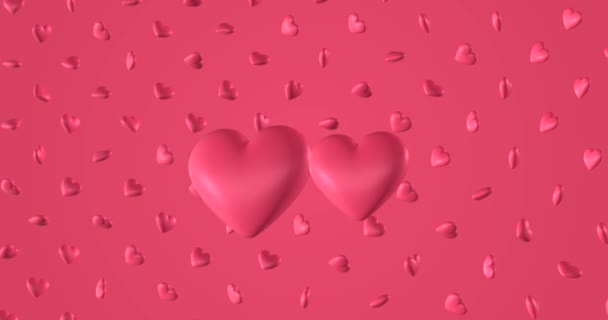 Romantisches Muster mit kritzelrosa Herzen. Zum Valentinstag, Muttertag, Jahrestag, Hochzeitseinladung e-card. 3D Rendering loopable Animation 4k. - Filmmaterial, Video
