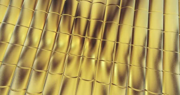 Feuille d'or carreaux texture fond. Surface numérique 3d. Graphique de mouvement. - Séquence, vidéo