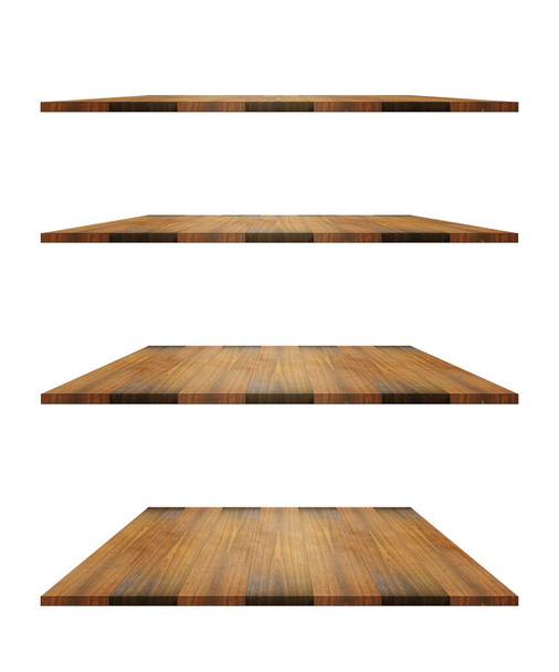 Wooden shelf template set isolated on white background with clipping path - Photo, Image