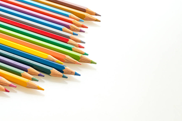 color pencil on white background with copy space - Fotó, kép