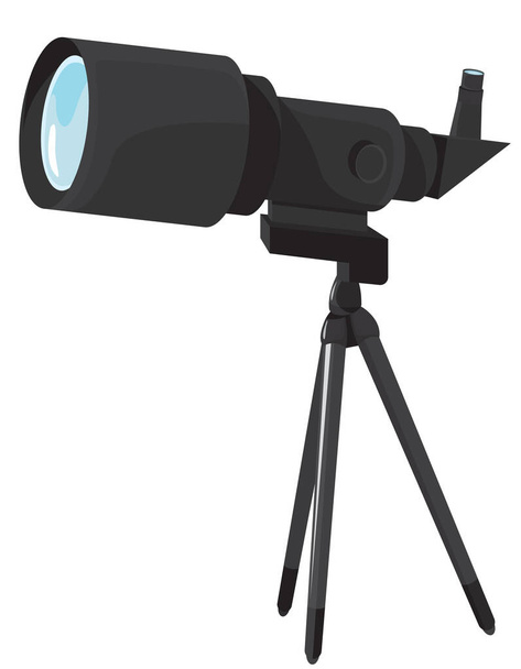 Telescope on tripod. Optical equipment isolated on white background. - Vector, Image