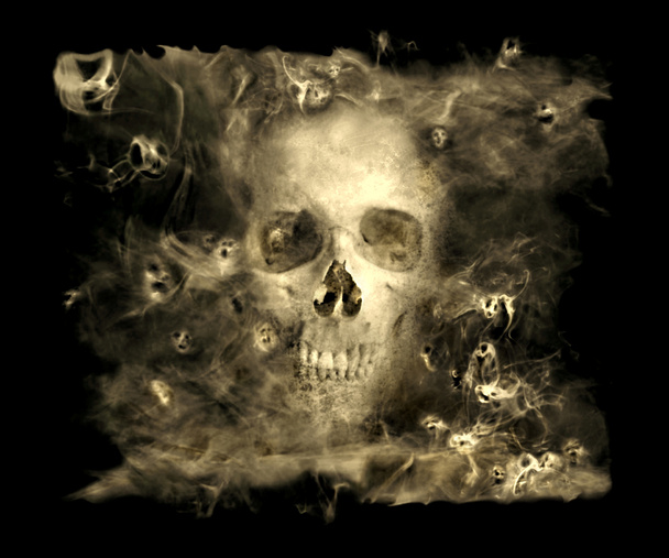 Crâne avec des démons de fumée
 - Photo, image