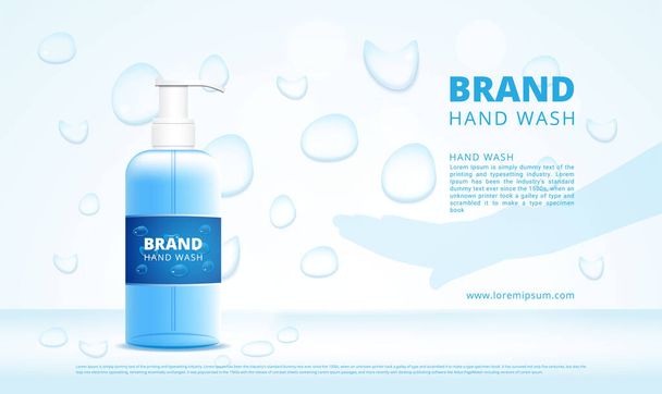 Hand wash gel bottles advertising with dropper and hand silhouette - Photo, Image
