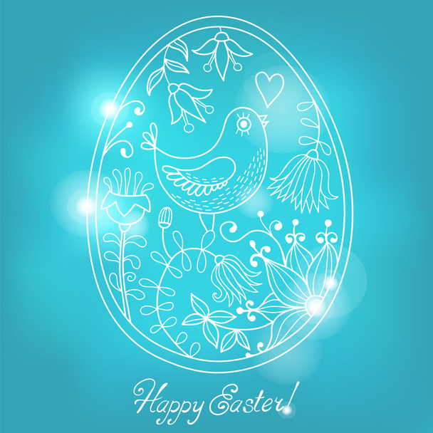 Easter egg drawn by hand in the style of cartoon - Vector, Image