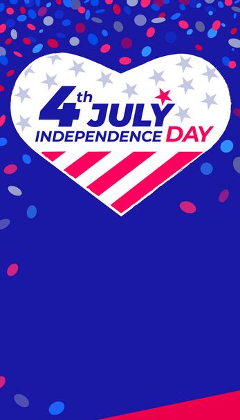 4th of July Independence Day. greeting card USA happy Independence Day. flag of USA in the shape of a heart. Vertical. - Vetor, Imagem