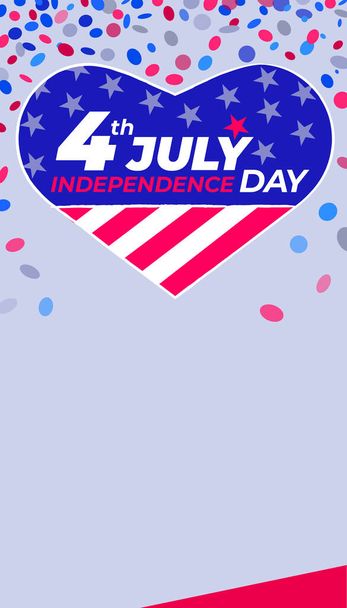 4 de julio Día de la Independencia. tarjeta de felicitación EE.UU. feliz Día de la Independencia. bandera de Estados Unidos en forma de corazón. Vertical
. - Vector, Imagen