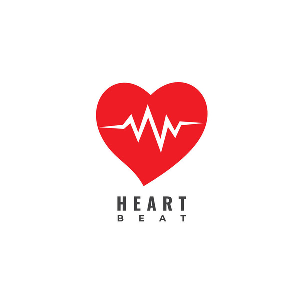 Modelo de design de logotipo Heart Beat isolado no fundo branco. Coração vermelho com conceito de logotipo do sinal de pulso
. - Vetor, Imagem