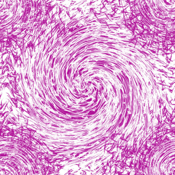 Motif abstrait sans couture avec des lignes et des taches lilas ondulées et spirales sur un fond blanc. Surface avec effet de distorsion. - Photo, image