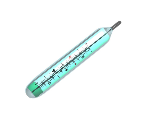 termómetro de vidrio con escala y mercurio
 - Foto, imagen