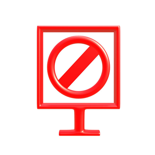 Kırmızı işaret, arka plandaki tehlike işareti, taşıma aracı nesnesi, otoban güvenliği risk bilgisini kullanıyor. 3B Hazırlama. - Fotoğraf, Görsel