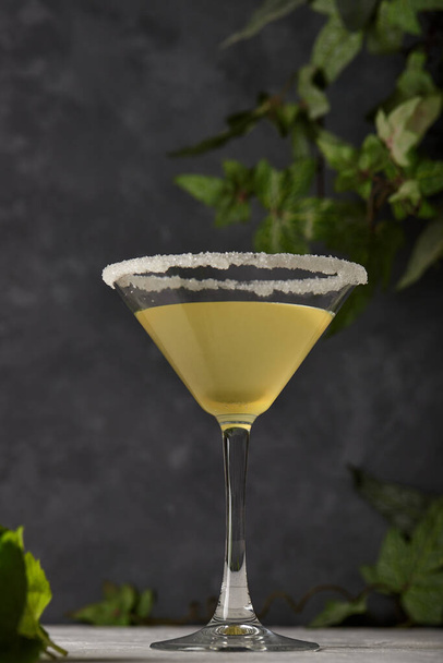 Margarita cocktail, a glass of garnish with salt and lemon lime slice - 写真・画像