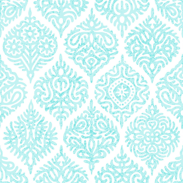 Damask seamless pattern. Hand-drawn ornament in ogee style. Elegant print for textiles. - Вектор, зображення