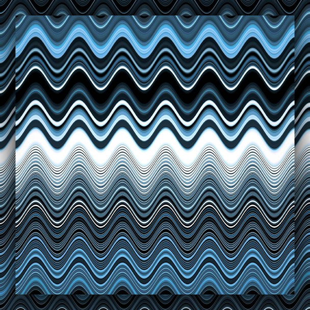 tons de azul e cinza em padrão linear transformado por efeito ondulado em formas futuristas e desenhos intrincados
 - Foto, Imagem